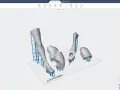 Modele do druku 3D: nogi i strój, przygotowane na platformie Anycubic. Widoczne są podpory, kluczowe dla udanego druku.