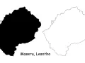 Dwie mapy Lesotho: jedna czarna, druga z konturem. Na obu zaznaczono Maseru.