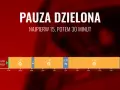 Wykres przedstawia podział pauzy na 15 i 30 minut, co daje łącznie 45 minut przerwy. Skrócenie pauzy do 7 godzin jest możliwe dzięki tej optymalizacji.