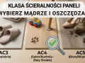 Panele podłogowe: AC3 (sypialnia), AC4 (salon/kuchnia), AC5 (biuro/wiatrołap). Wybierz mądrze klasy ścieralności paneli i oszczędzaj!