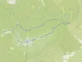 Mapa szlaku turystycznego w górach Beskidy, prowadzącego przez Babia Górę i okolice.