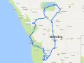 Trasa wycieczki do Namibii: od wybrzeża przez parki narodowe Etosza i Dorob, aż po pustynne tereny.
