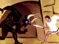Mit o Tezeuszu: bohater z mieczem stawia czoła Minotaurowi w labiryncie.