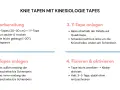 Anleitung zum Knie tapen mit Kinesio-Tapes: Vorbereitung, Anlegen von I- und Y-Tapes, Fixieren und Aktivieren.