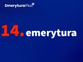 14. emerytura - dodatkowe wsparcie dla seniorów. Logo "Emerytura Plus" na granatowym tle.