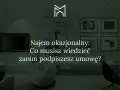 Nowoczesne wnętrze z tekstem: "Najem okazjonalny: Co musisz wiedzieć zanim podpiszesz umowę?". Idealne dla każdego najemcy.