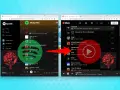Spotify-Playlist "Modus Mio" wird zu YouTube Music übertragen. Ein grüner Kreis zeigt den Übergang von Deezer zu Spotify.