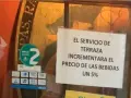 Aviso en un bar: el servicio de terraza incrementará el precio de las bebidas un 5%. Obligación de informar.