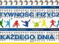 Kalendarz z kolorowymi sylwetkami ludzi w ruchu i hasłem "AKTYWNOŚĆ FIZYCZNA KAŻDEGO DNIA".