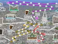 A visual guide for a 3-day Dublin Ireland itinerary, highlighting key landmarks like Trinity College, Dublin Castle, and Howth, with numbered routes.
