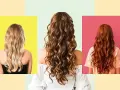 Trzy kobiety prezentują piękne, falowane włosy: blond, brązowe i rude. Każda fryzura jest unikalna.
