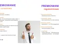 Mężczyzna pokazuje kciuki w górę obok tekstu o premii uznaniowej i regulaminowej.