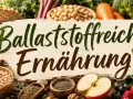 Brot, Haferflocken, Linsen, Beeren und Obst: Eine bunte Vielfalt an ballaststoffreichen Lebensmitteln für eine gesunde Ernährung.