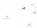 Diagrama de tamaños de papel ISO 216. El documento A3, de 297x2420mm, se muestra junto a otros tamaños como A1, A2, A4, A5, A6 y A7.