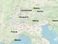 Gdzie są Alpy? Mapa pokazuje Alpy w Szwajcarii, Liechtensteinie, Austrii, Włoszech i Słowenii.