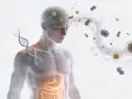 Representación de un cuerpo humano con ADN y virus, sugiriendo una posible alergia al vaper y su impacto en el sistema.