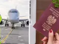 Pracownik lotniska kieruje samolotem, a obok polski paszport. Planujesz podróż z biura paszportowego Jelenia Góra?