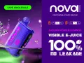 Vape Nova 25000, un dispositivo desechable con 6 niveles de potencia y e-líquido visible. ¡Disfruta de una experiencia de vapeo sin fugas!
