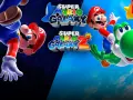 Mario Bros. y Yoshi vuelan por el espacio y el cielo, promocionando Super Mario Galaxy y Super Mario Galaxy 2 para Nintendo Switch.