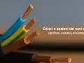 Dettaglio di diversi tipi di cavi elettrici con fili di rame scoperti, in vari colori: blu, giallo-verde e marrone.