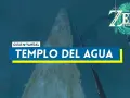 El templo del agua en Zelda Tears of the Kingdom se alza imponente, una cascada gigante que desafía la gravedad.