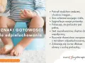 Dziecko siedzi na nocniku. Tekst informuje o oznakach gotowości do odpieluchowania, kiedy dziecko jest gotowe.