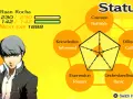 Pantalla de estado de Ruan Rocha en Persona 4 Golden. Muestra sus estadísticas y atributos, como Coraje y Conocimiento, para ayudarte a tomar decisiones en las preguntas del juego.
