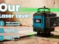 Livella laser 360° con funzione autolivellante, ideale per misurazioni precise e multiple linee.