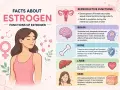 Ilustracja przedstawia funkcje estrogenu: reprodukcyjne, mózg, kości, wątrobę i skórę. Dowiedz się, jak podwyższyć estrogen.