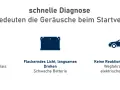 Schlüssel-Symbol mit "Klack" deutet auf einen defekten Anlasser oder Relais hin. Daneben Batterie- und Autosymbol.