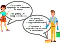 Kobieta pyta o dobę hotelową ile trwa, a pracownik hotelu odpowiada o godzinach zameldowania i wymeldowania oraz sprzątania pokoju.