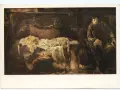 Malczewski przy łóżku chorej Ellenai, która leży otulona futrem. Mężczyzna czyta książkę, pogrążony w smutku.