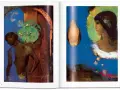 Dwie surrealistyczne sceny autorstwa Odilona Redona: postać w łuku i profil kobiety w otoczeniu gwiazd.