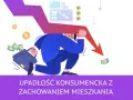 Biznesmen dźwiga ciężar spadkowego wykresu, symbolizując upadłość konsumencką z zachowaniem mieszkania.