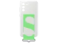 Białe etui na Samsung Galaxy S21 FE z zielonym paskiem i białym logo "S".