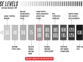 Comparatif des niveaux sonores : le bruit d'un aspirateur ou d'une radio atteint 75 dB, tandis que le trafic intense ou un restaurant bruyant se situent entre 80 et 89 dB.