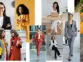 Kobiety w stylizacjach business casual: garnitury, marynarki, eleganckie spodnie i sukienki.