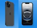 Zwei iPhones, eines von hinten mit Kameras, das andere von vorne mit Wallpaper.