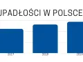 Wykres słupkowy pokazuje wzrost upadłości konsumenckich w Polsce od 2017 do 2019 roku. Co dalej?
