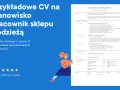 CV pracownika sklepu odzieżowego z profilem, historią zatrudnienia i umiejętnościami.