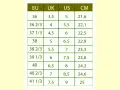 Tabela rozmiarów obuwia: 8,5 US to 40 2/3 EU i 24,6 cm.