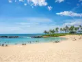 Rajska plaża z palmami i turkusową wodą, idealna na wakacje. Hawaje najpiękniejsze miejsca.