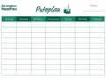 Eine Haushaltsplan Vorlage mit Wochentagen von Montag bis Sonntag. Perfekt für die Organisation der Hausarbeit.