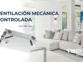 Sistema de ventilación forzada para un hogar moderno. El equipo ENY SHP 150 se integra discretamente en un salón confortable.