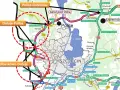 Mapa zachodniej obwodnicy Szczecina z zaznaczonym tunelem pod Odrą, drogami S3, S6, A6 i innymi trasami.