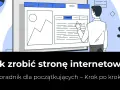 Ilustracja mężczyzny tworzącego stronę internetową na ekranie komputera.