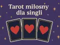 Tarot miłosny dla singli: trzy karty z sercami na granatowym tle, otoczone gwiazdkami.