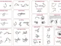 Diagramas de puntadas para bordar a mano: puntada recta, corrida, de contorno, de cadena, de botón, de nudo francés, de espiga, de araña, de cruz, de pluma, de satén, de margarita perezosa, de lomo y de espiga.