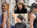 Eleganckie półupięcie na wesele: wysoki kucyk, fale w stylu retro, niski kok i upięcie z luźnymi pasmami.