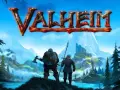 Dwóch wikingów z toporem i włócznią patrzy na górzysty krajobraz. Valheim na Xbox Game Pass.